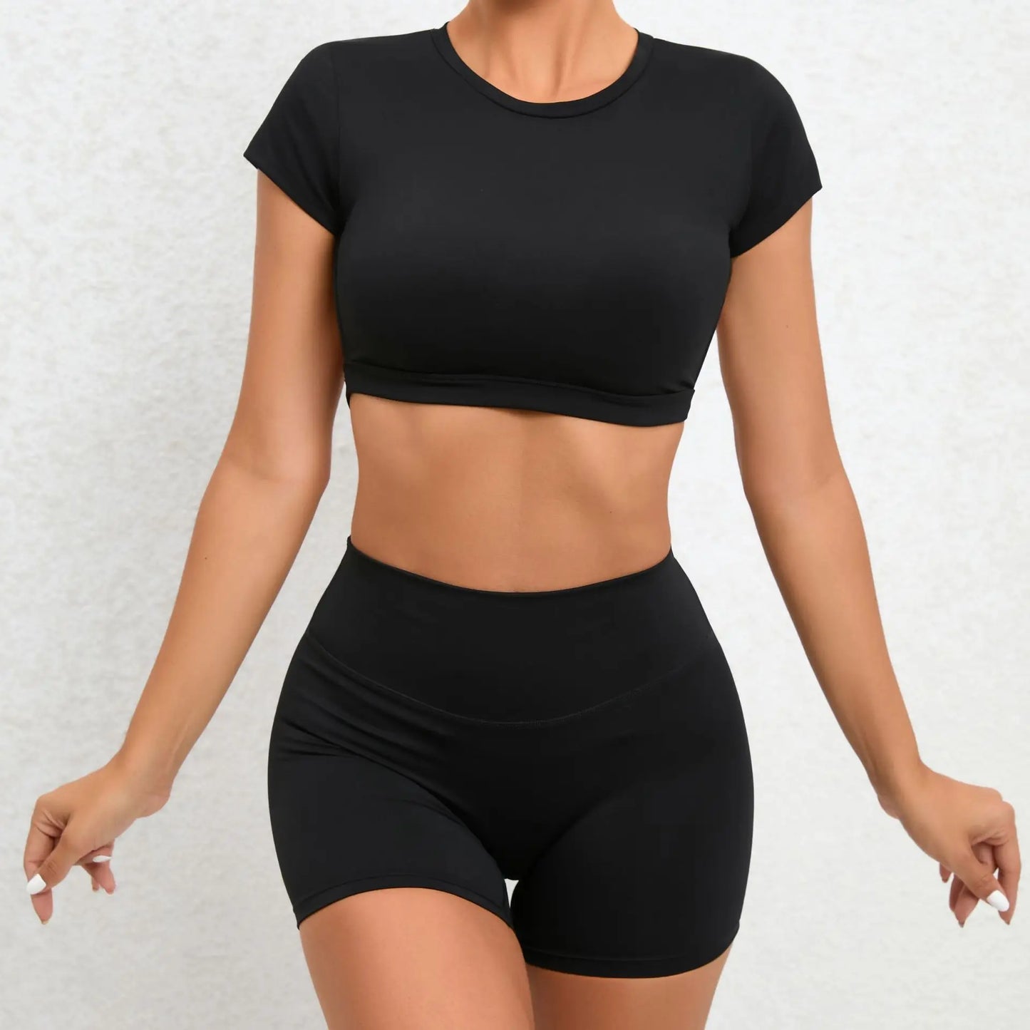 2 Piece Yoga Suit, Crop Top & Shorts
