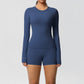  2 Piece Yoga Set, Long Sleeved Top & High Waisted Shorts 