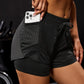 Women's Duel Layer Sports Shorts With Pockets