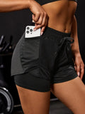 Women's Duel Layer Sports Shorts With Pockets