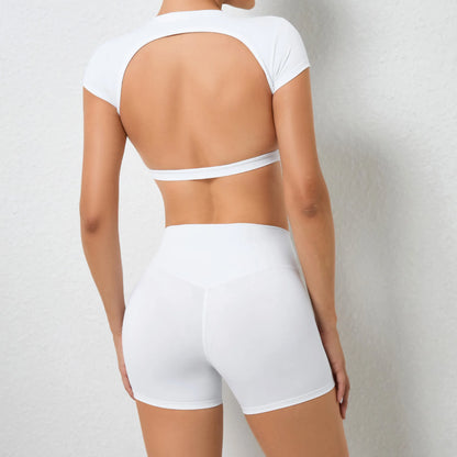 2 Piece Yoga Suit, Crop Top & Shorts