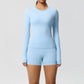  2 Piece Yoga Set, Long Sleeved Top & High Waisted Shorts 