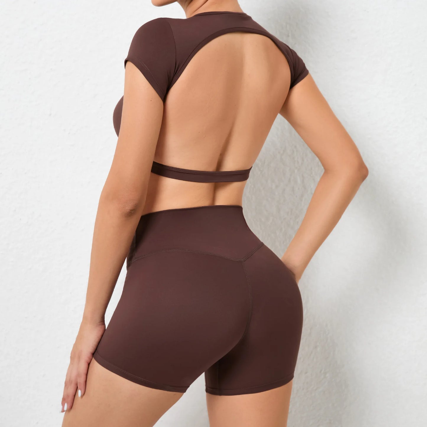2 Piece Yoga Suit, Crop Top & Shorts