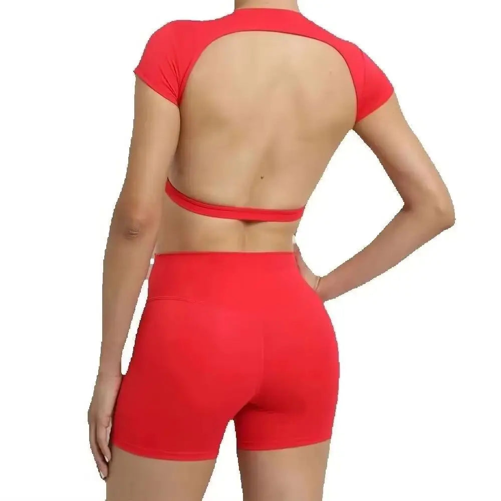 2 Piece Yoga Suit, Crop Top & Shorts
