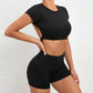2 Piece Yoga Suit, Crop Top & Shorts