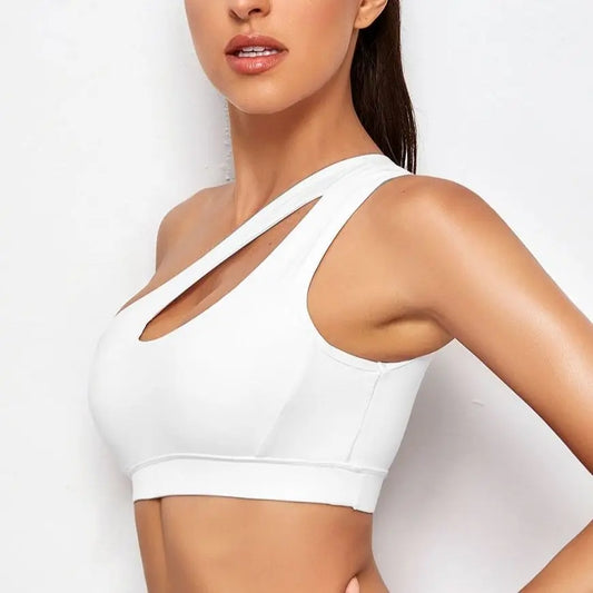 Women One Shoulder Push Up Sports Bra