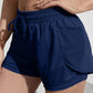 Women's Duel Layer Sports Shorts With Pockets