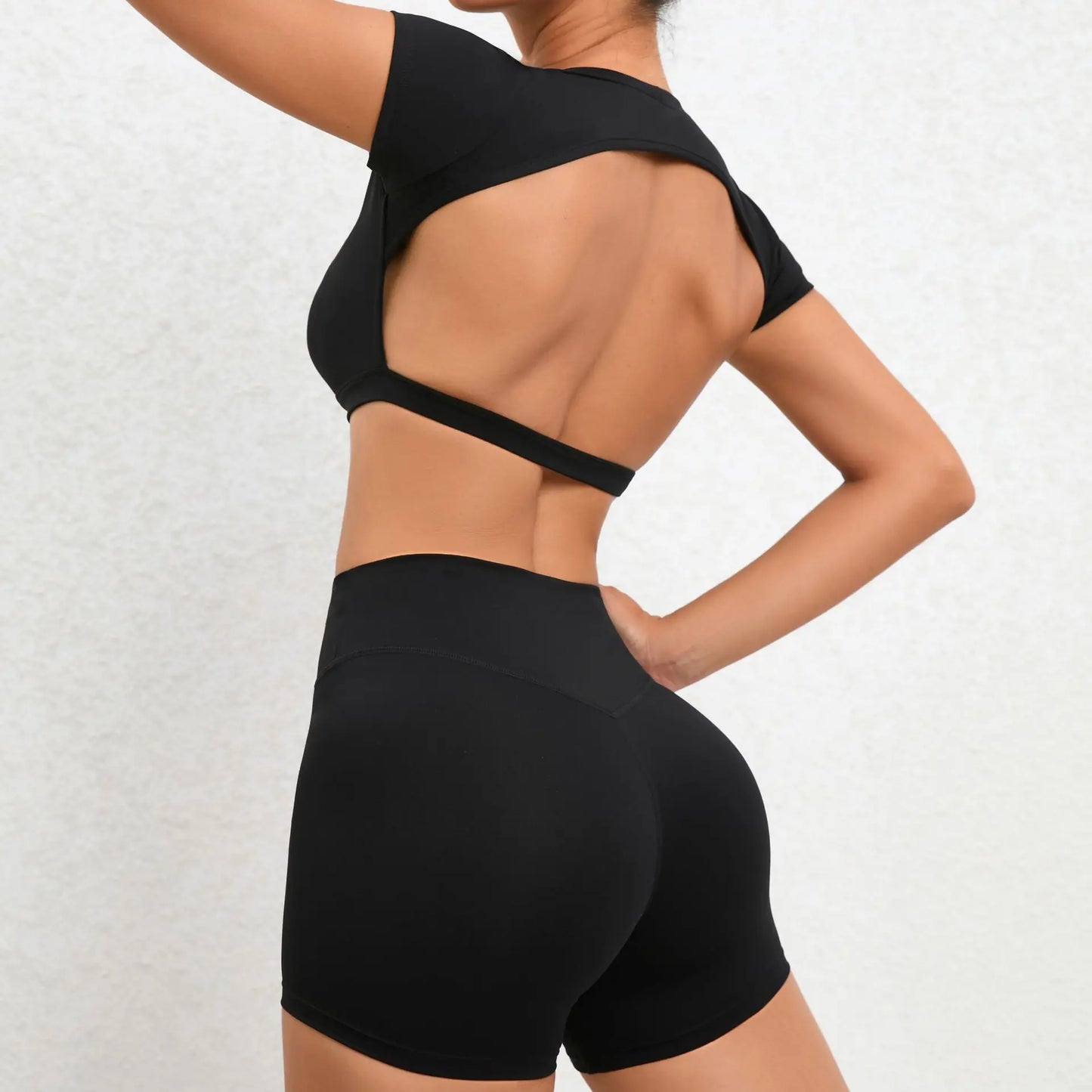 2 Piece Yoga Suit, Crop Top & Shorts