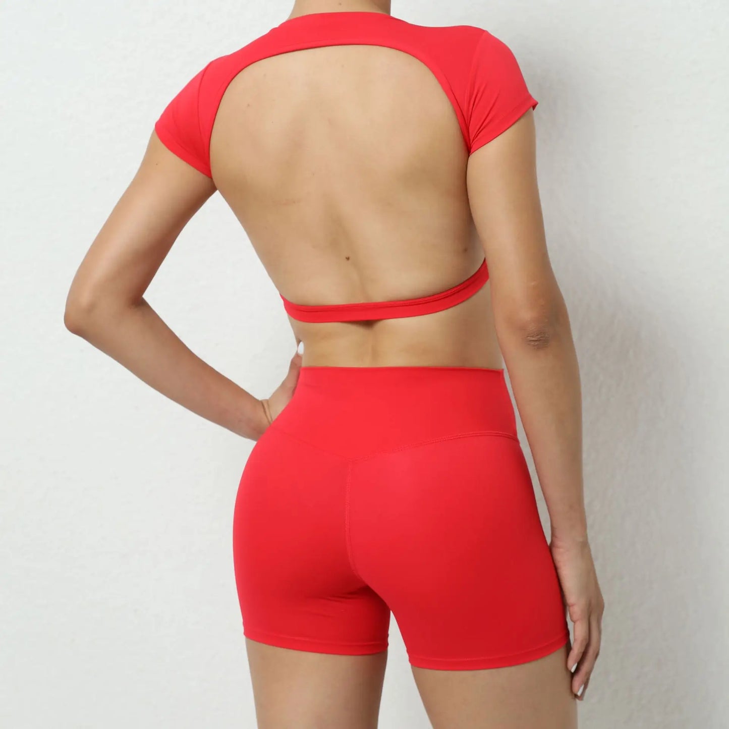2 Piece Yoga Suit, Crop Top & Shorts