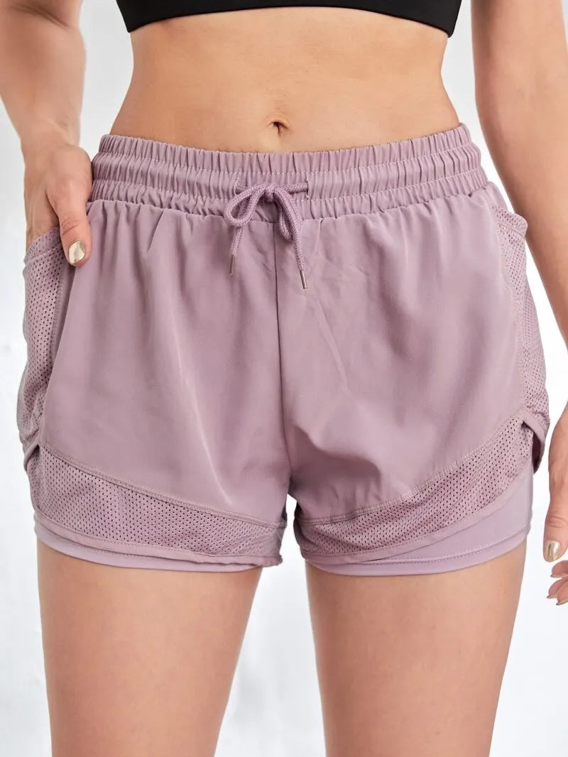 Women's Duel Layer Sports Shorts With Pockets