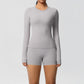  2 Piece Yoga Set, Long Sleeved Top & High Waisted Shorts 