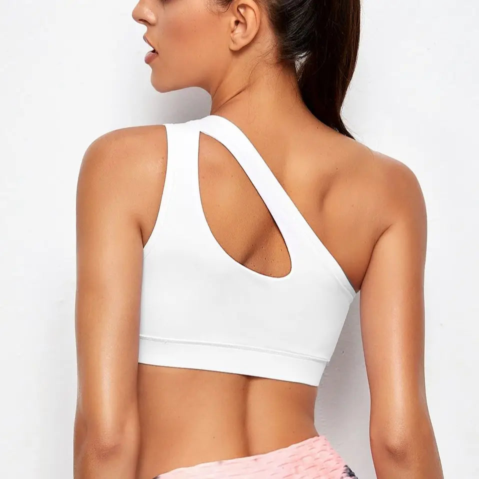 Women One Shoulder Push Up Sports Bra