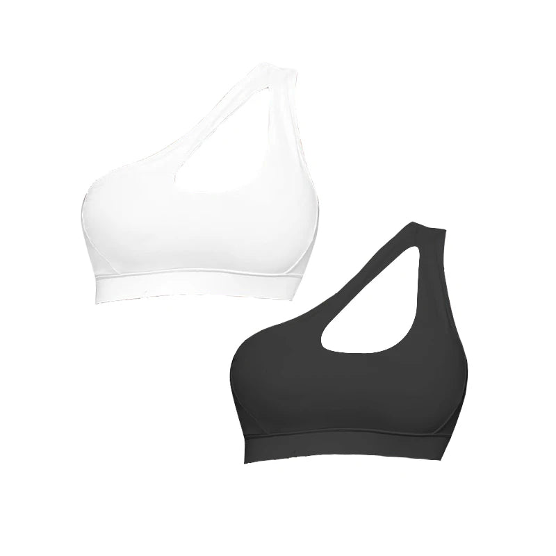 Women One Shoulder Push Up Sports Bra