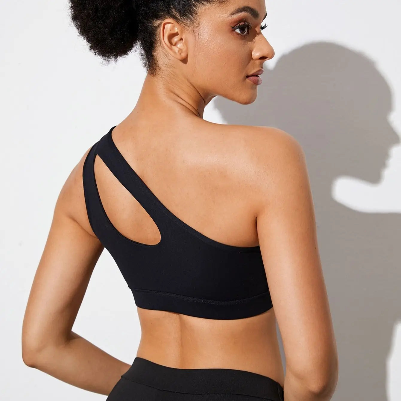 Women One Shoulder Push Up Sports Bra