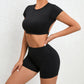 2 Piece Yoga Suit, Crop Top & Shorts