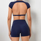 2 Piece Yoga Suit, Crop Top & Shorts