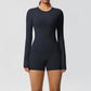  2 Piece Yoga Set, Long Sleeved Top & High Waisted Shorts 