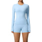  2 Piece Yoga Set, Long Sleeved Top & High Waisted Shorts 